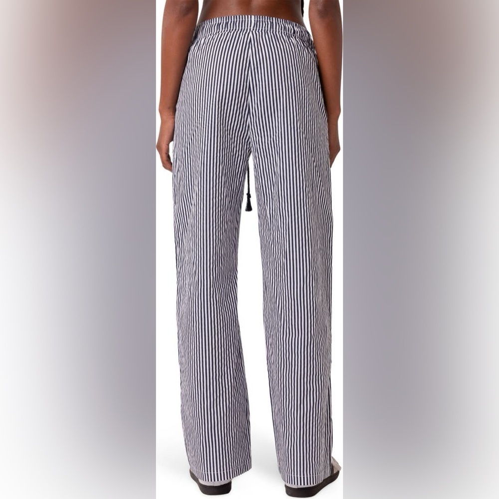 Edikted Seaside Stripe Wide Leg
Drawstring Pants in Navy Mix - Picture 4 of 11